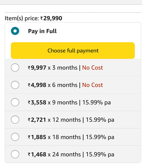 emi payment option