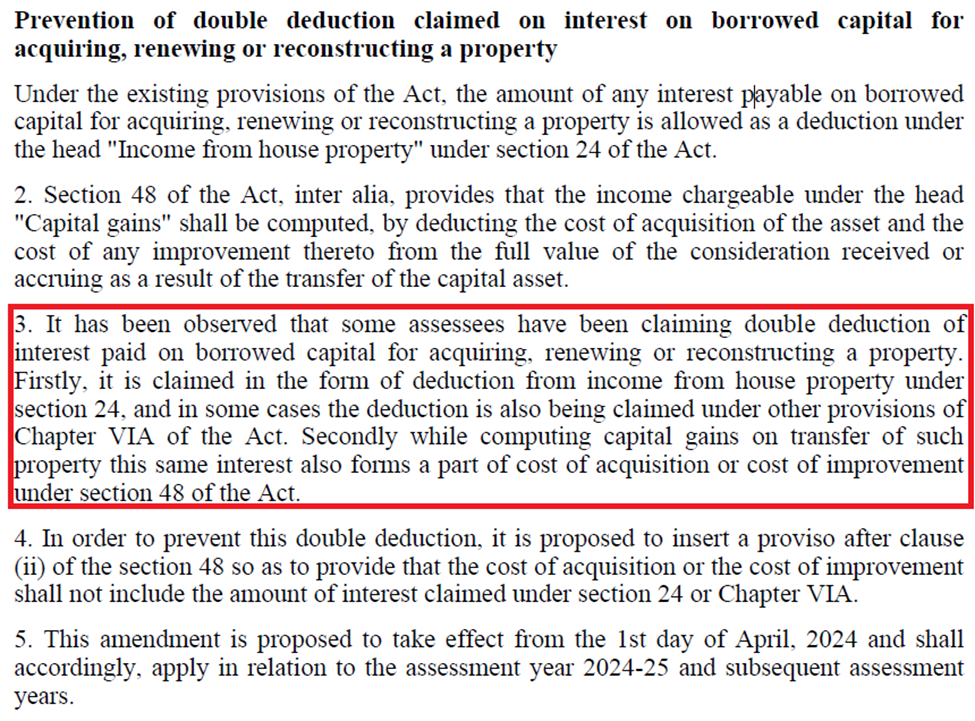prevention of double deduction on home loan interest
